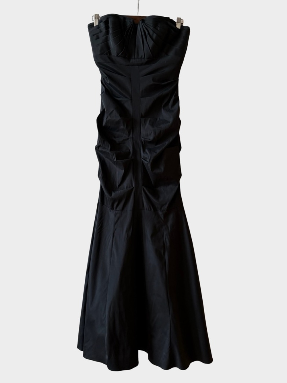 Cache Black Strapless Pleated Bustier Gown Size 6 Dark Coquette Goth Formal